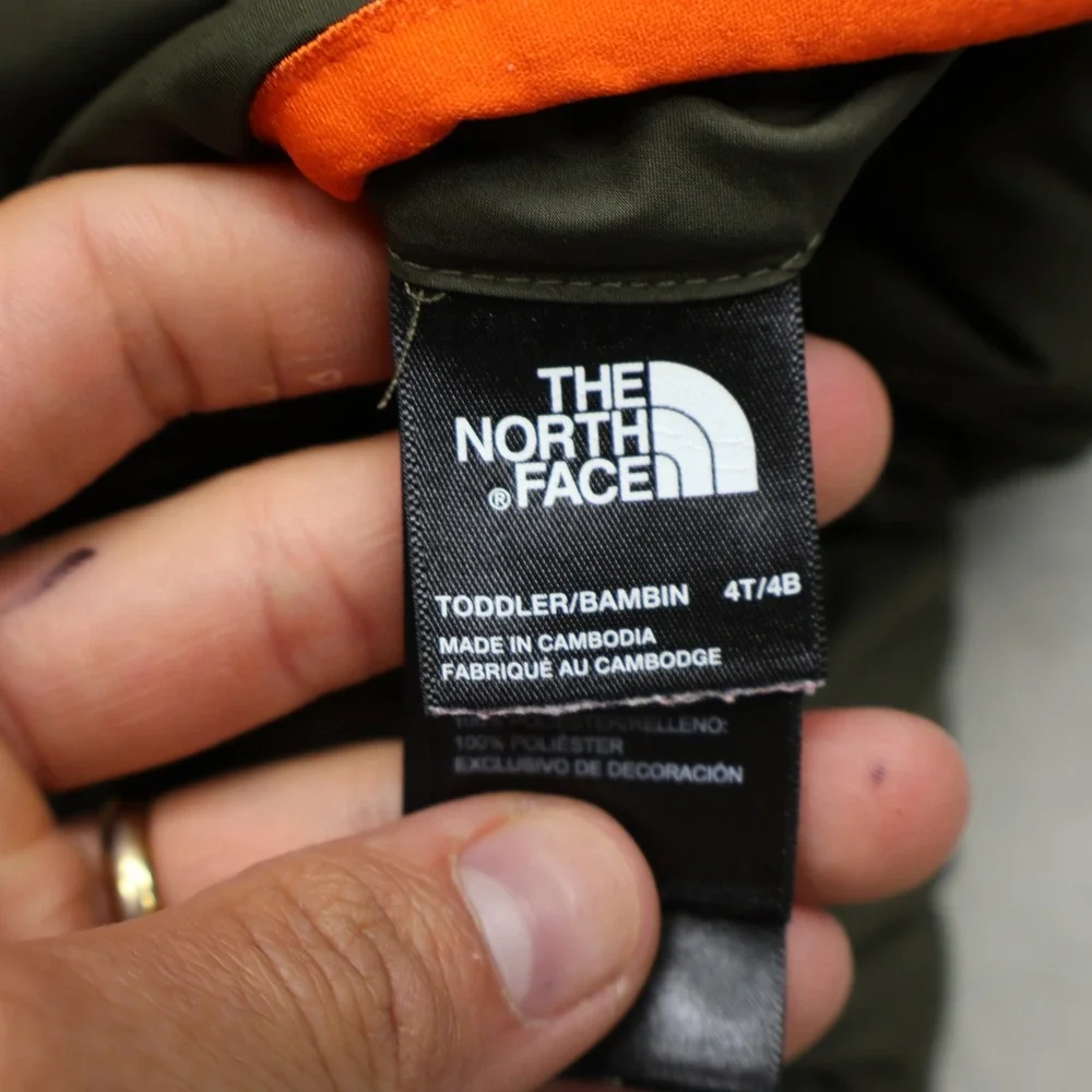North Face Jacket Kids 4T Camo Reversible Puffer Full Zip Coat Winter Light Pack